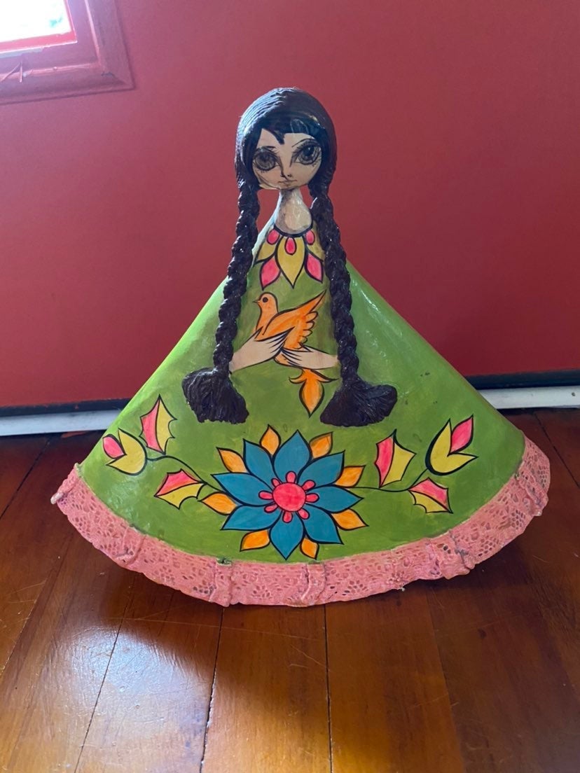 Vintage Paper Mache Collectible SerMel Mexico Doll