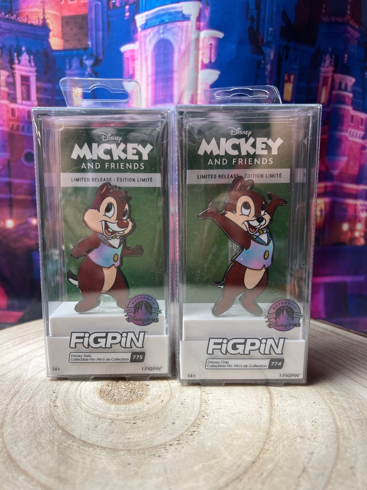 Disney Parks Chip & Dale Figpin #774,#775 50th anniversary limited release-new