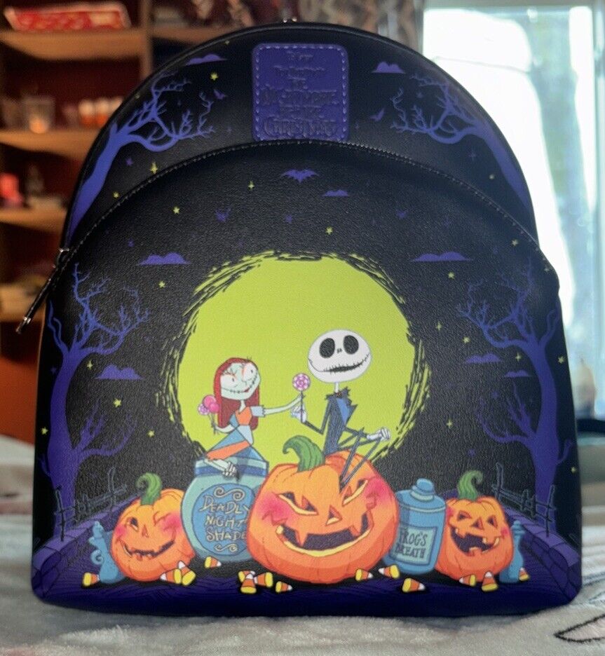 Loungefly The Nightmare Before Christmas Jack & Sally Pumpkins Mini Backpack Bag