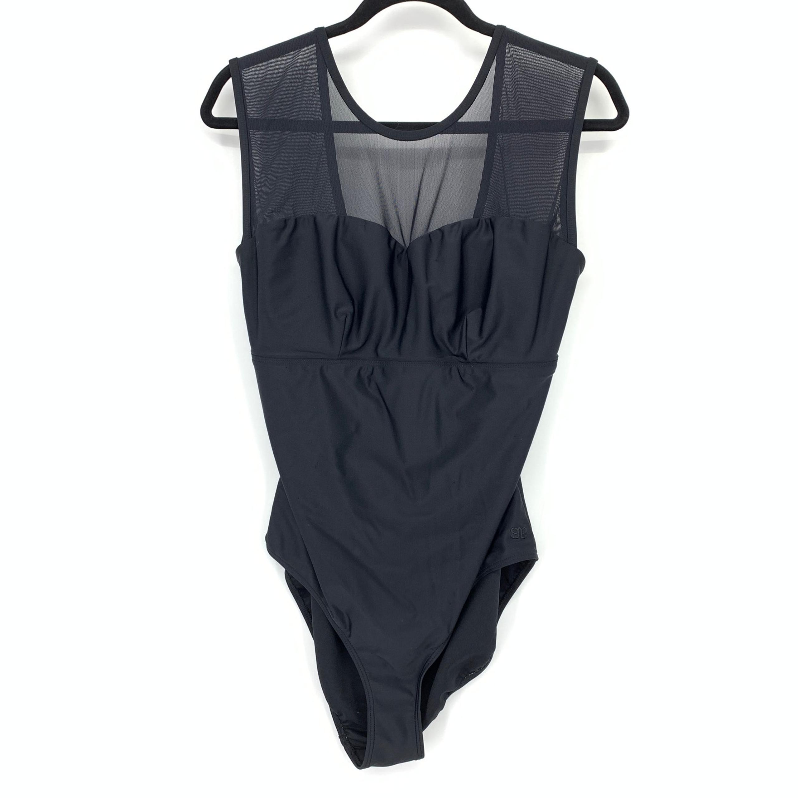 Albion The Maria One Piece Swimsuit Womens Size XL Black Mesh Top
