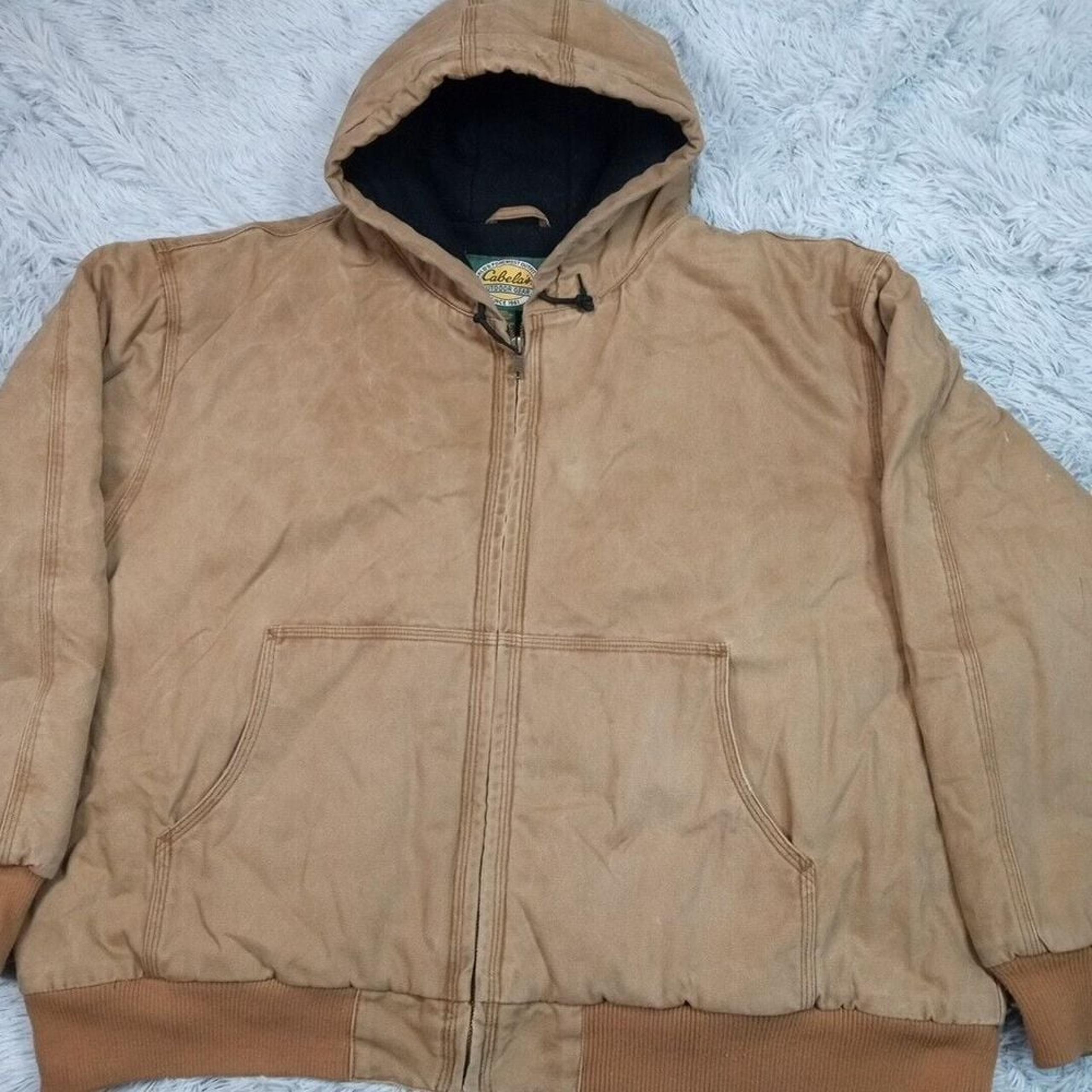 Cabela's Jacket Mens 3XL Brown Canvas Workwear Hooded Chore Barn Coat Thinsulate