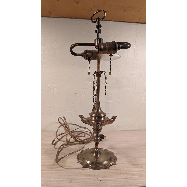 Vintage Lucerne Metal Genie Table Lamp Tested, works Two Bulbs
