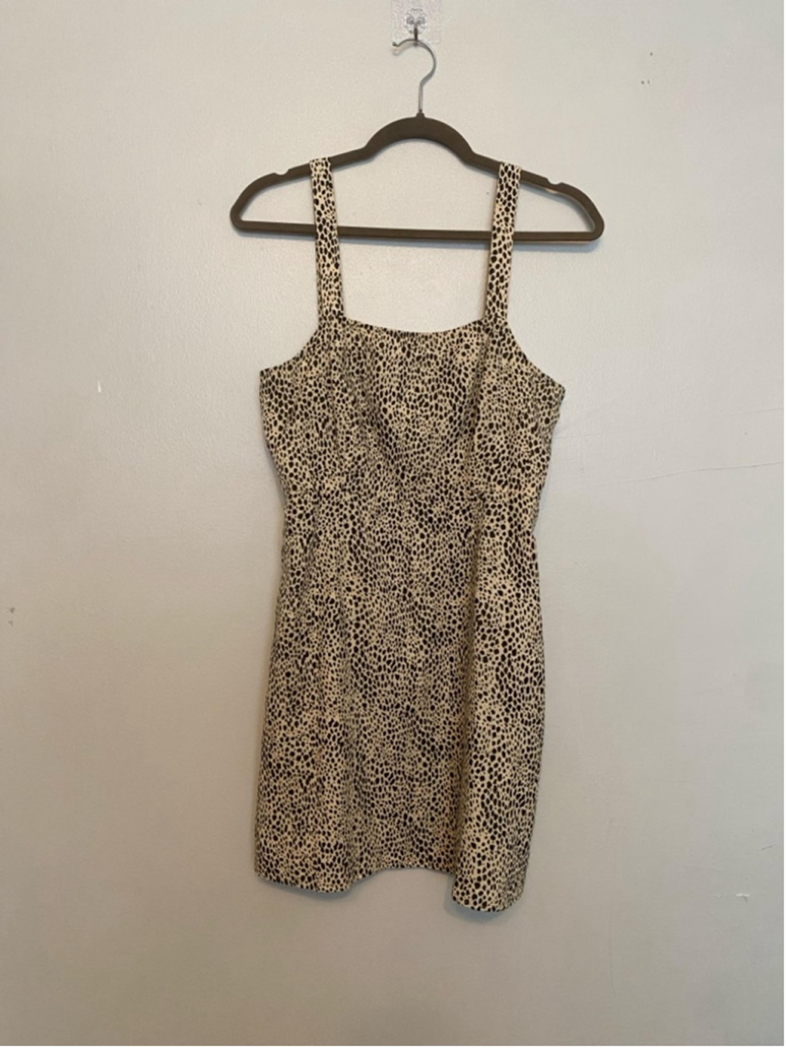 American Eagle Spotted Square Neck Mini Dress Animal Print Linen Cotton Spring