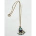 Vintage blue cloisonné enamel pearl charm pendant necklace