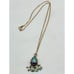 Vintage blue cloisonné enamel pearl charm pendant necklace