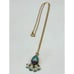 Vintage blue cloisonné enamel pearl charm pendant necklace