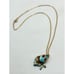 Vintage blue cloisonné enamel pearl charm pendant necklace