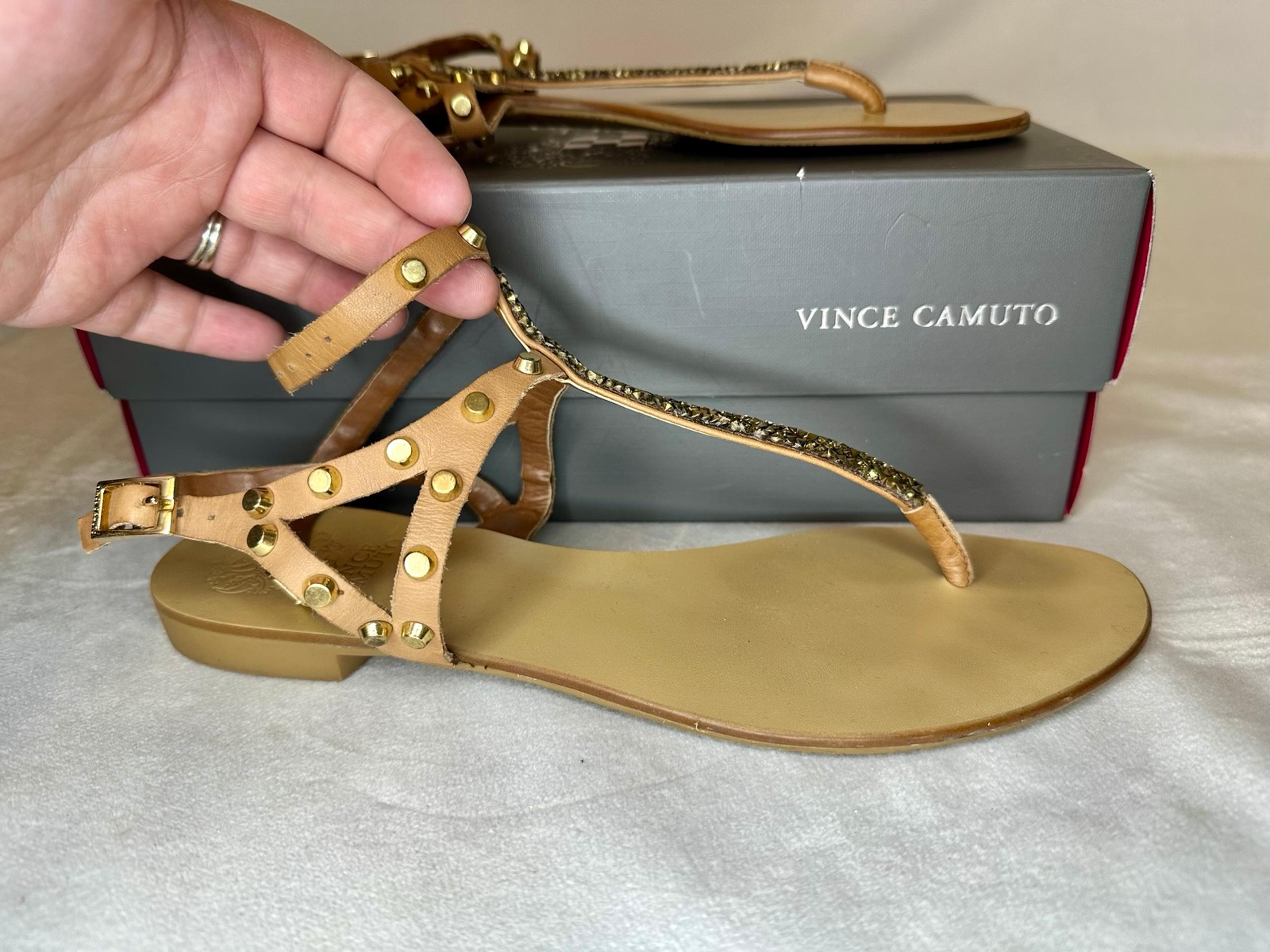 Vince Camuto Tan Stud Sandals VC-JEMILE. Size 8.