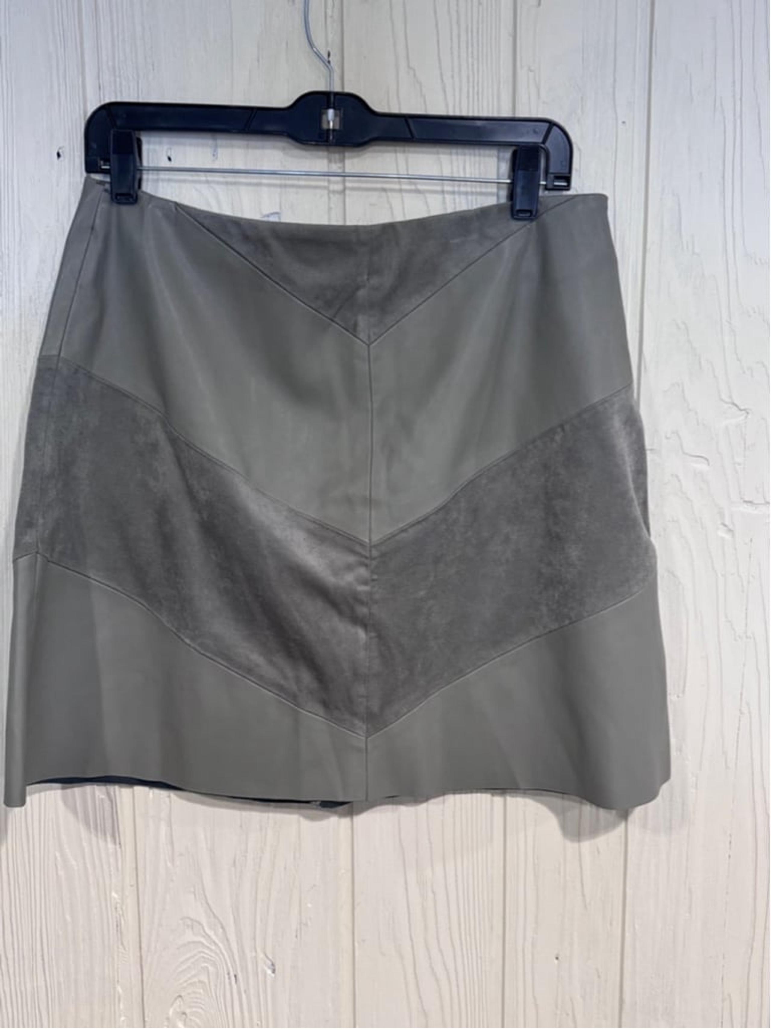 ZARA Skirt Gray faux leather and faux Swede A-Line Mini Size large