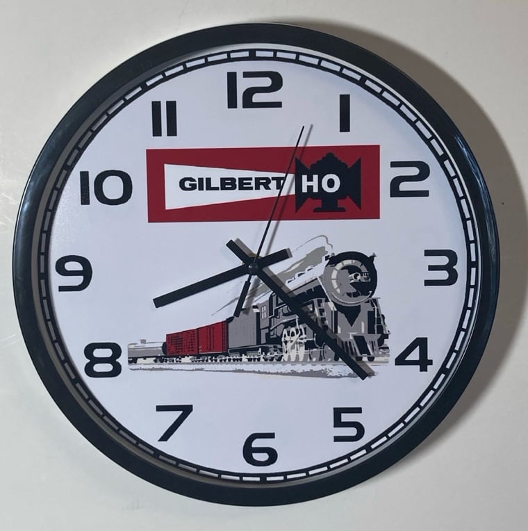 Gilbert HO trains logo battery operated wall clock