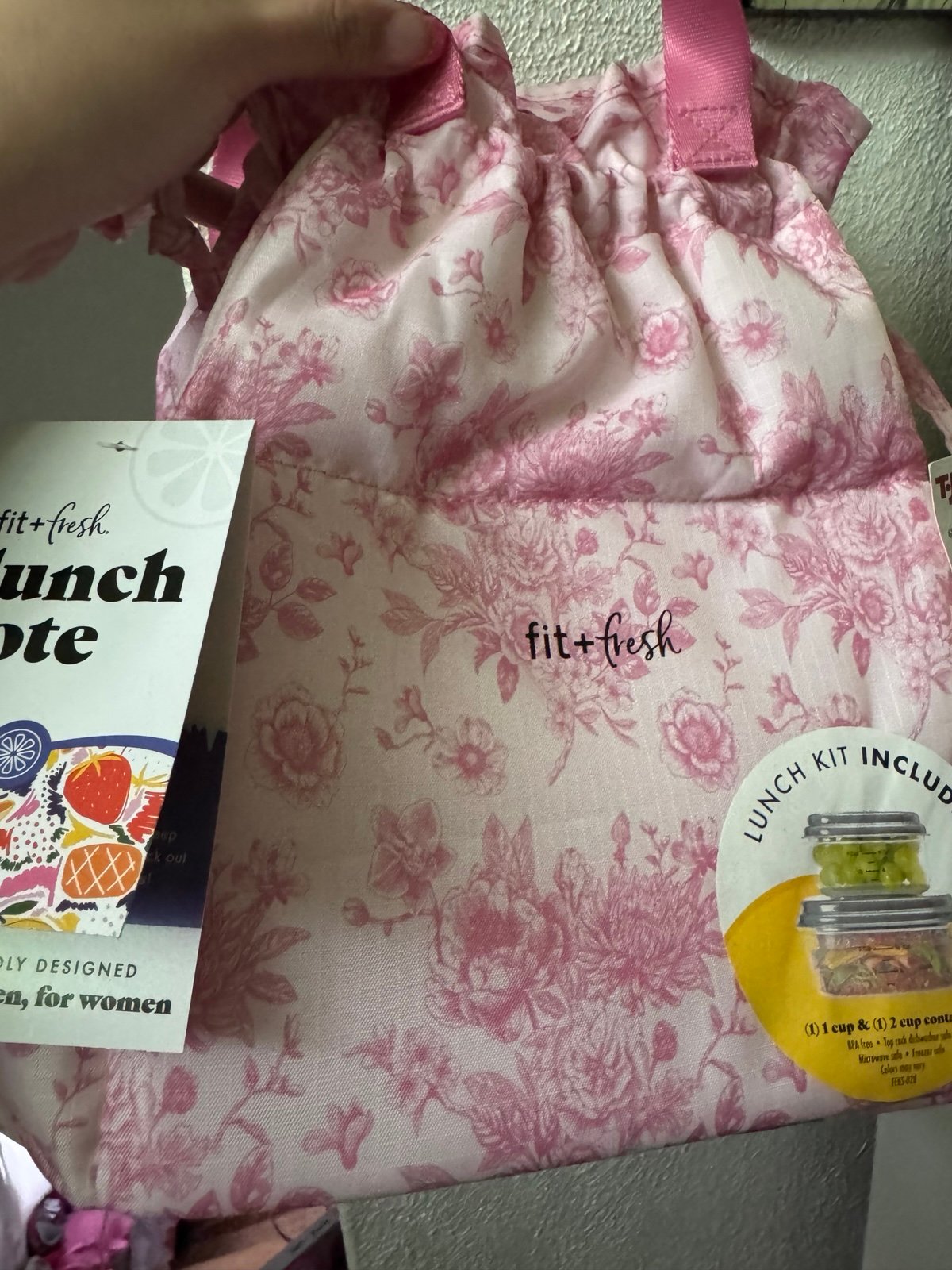 Pink floral lunch bag