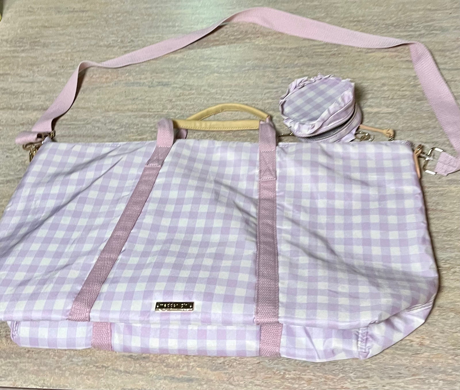 NWOT Madden Girl XL plaid bag set