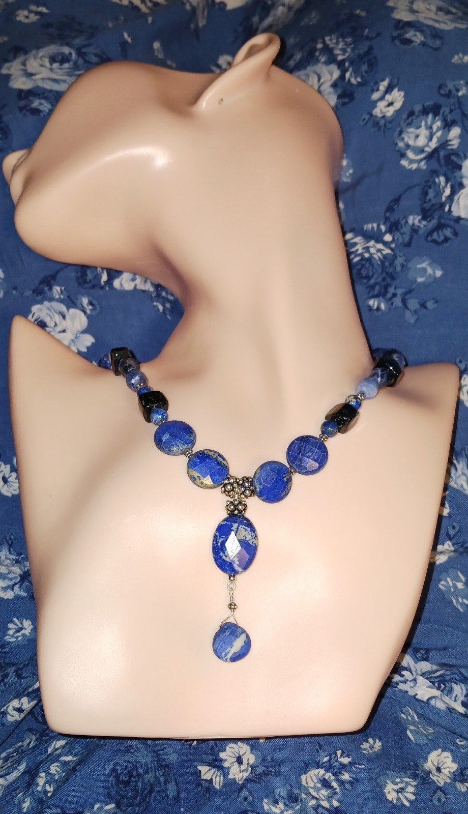 Necklace vintage Lapis Lazuli and Sodalite 925 ss