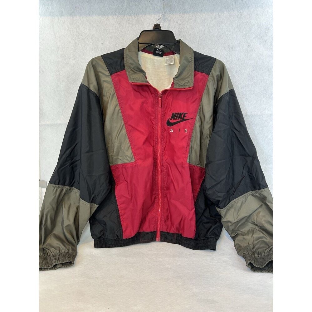 Vintage Nike AIR Red/Burgandy/Tan/Black Windbreaker Jacket-Size Small EUC