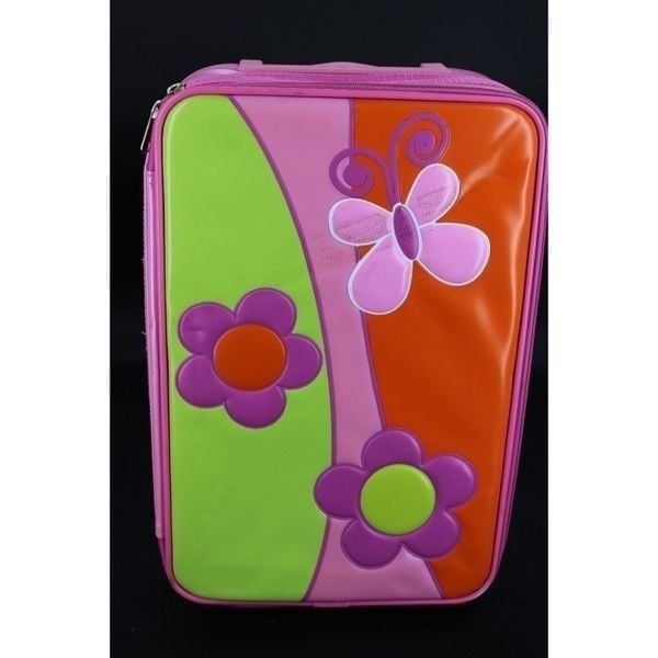 Vintage Y2K Rolling Backpack Pink With Flowers Butterfly Zip Closure Pullout...