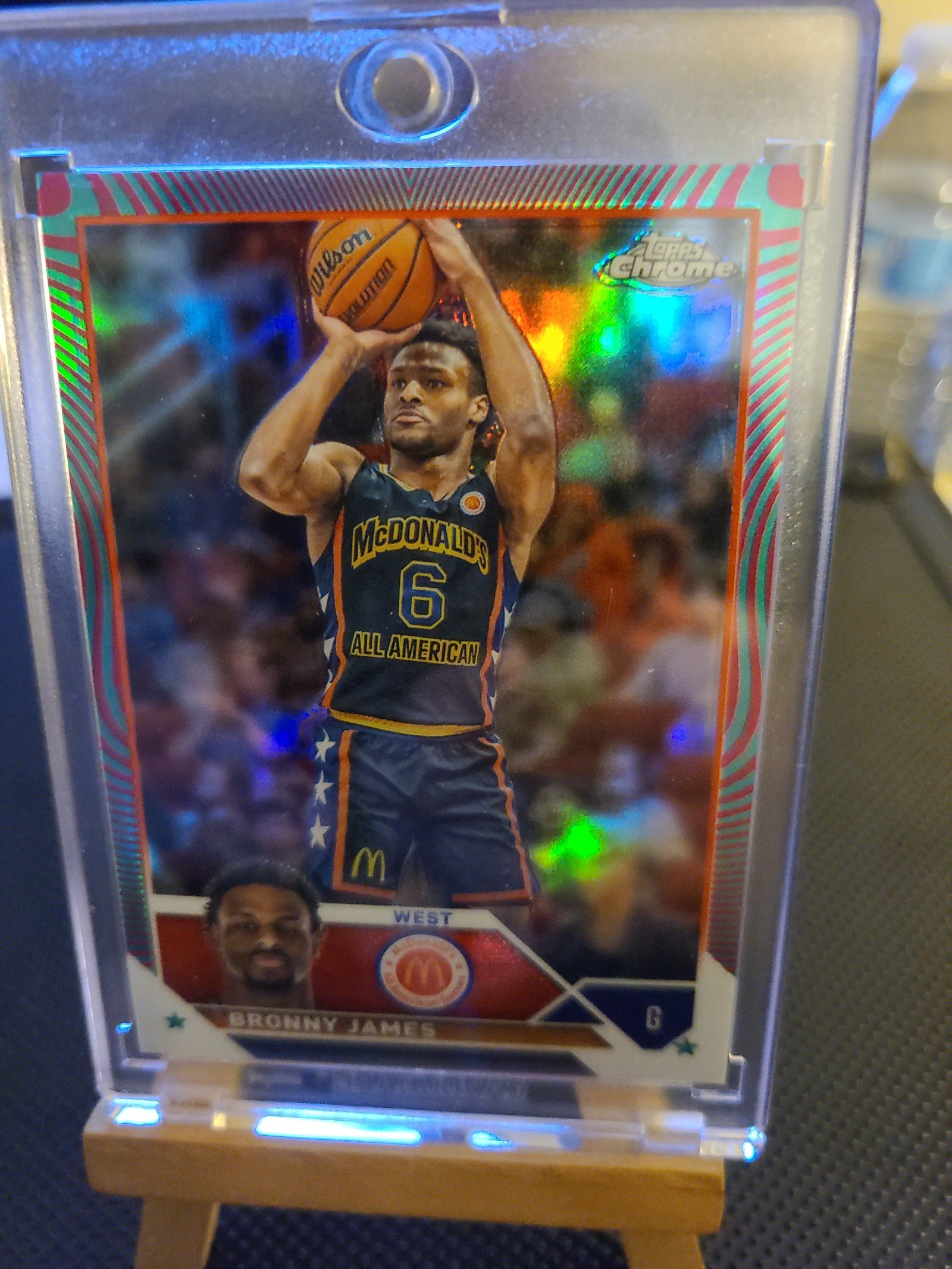 Topps chrome photoshoot aqua fuisha refractor/175 Bronny James all american RARE