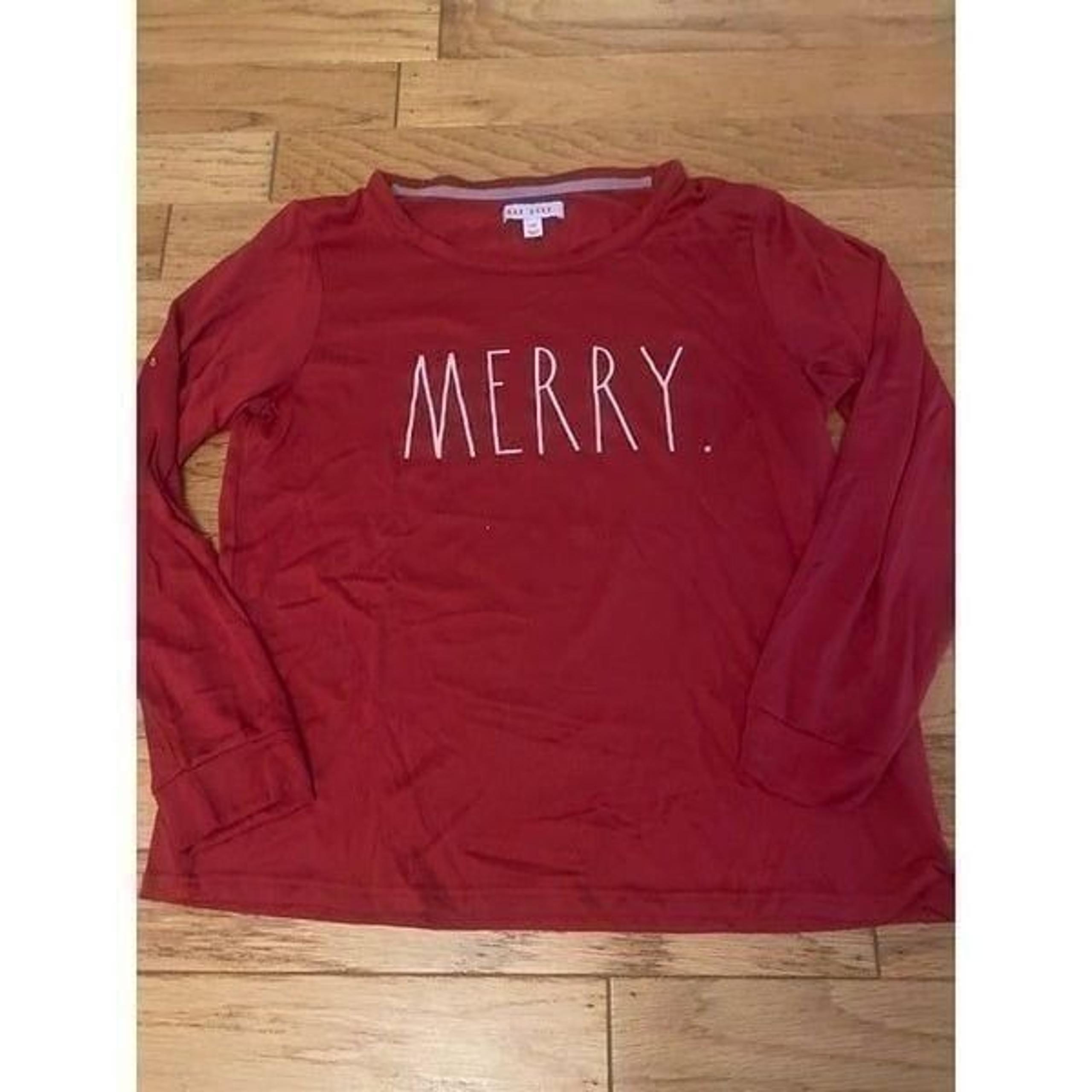 Rae Dunn women's red Merry holiday long sleeve holiday pajama top size large