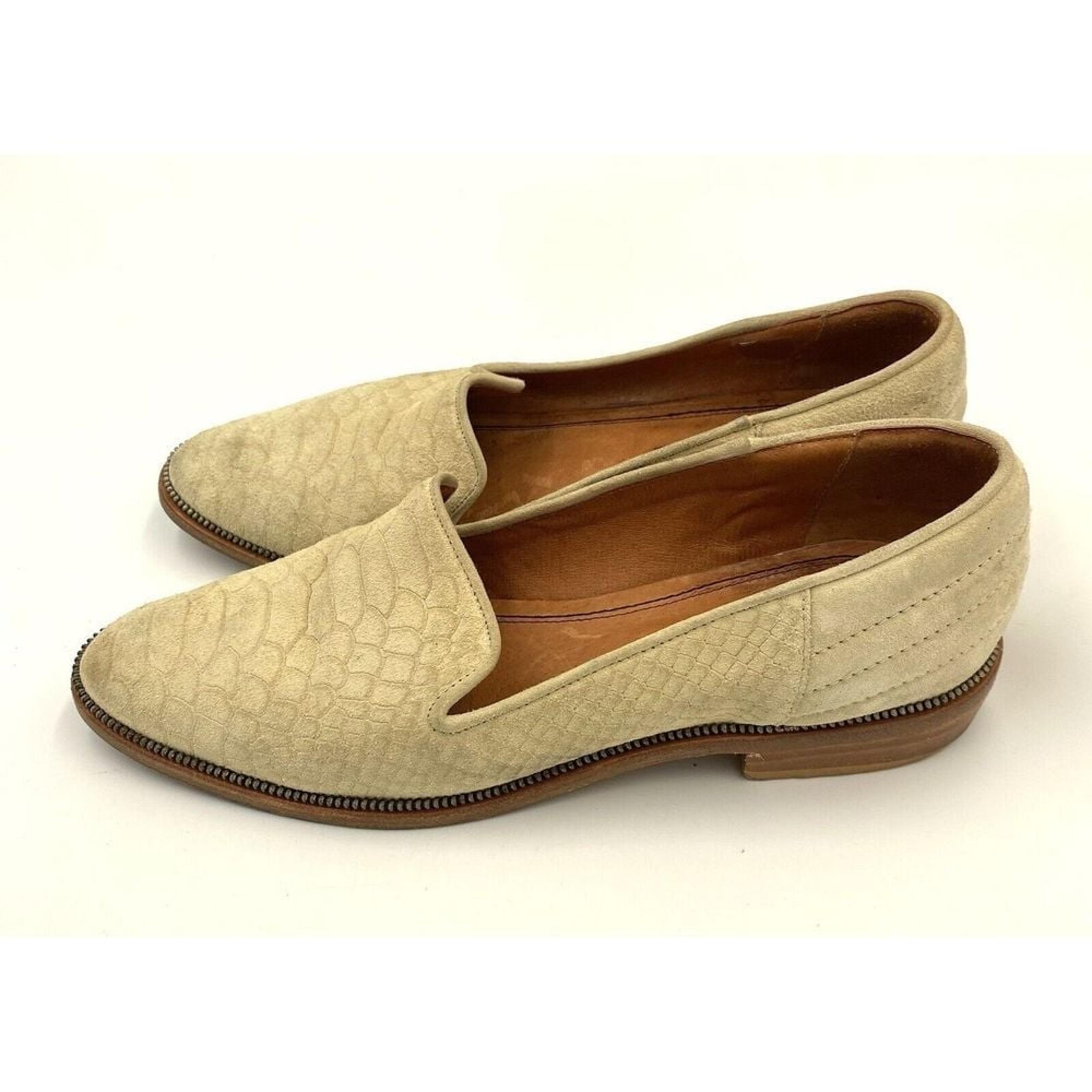 The Kooples Women's Leather Slip On Loafers Beige Size US 8 EU 38