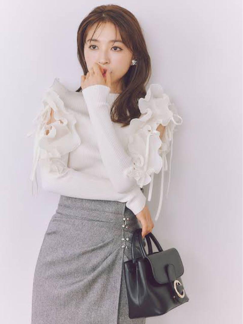 Pleated Frill Docking Knit Pullover SNIDEL