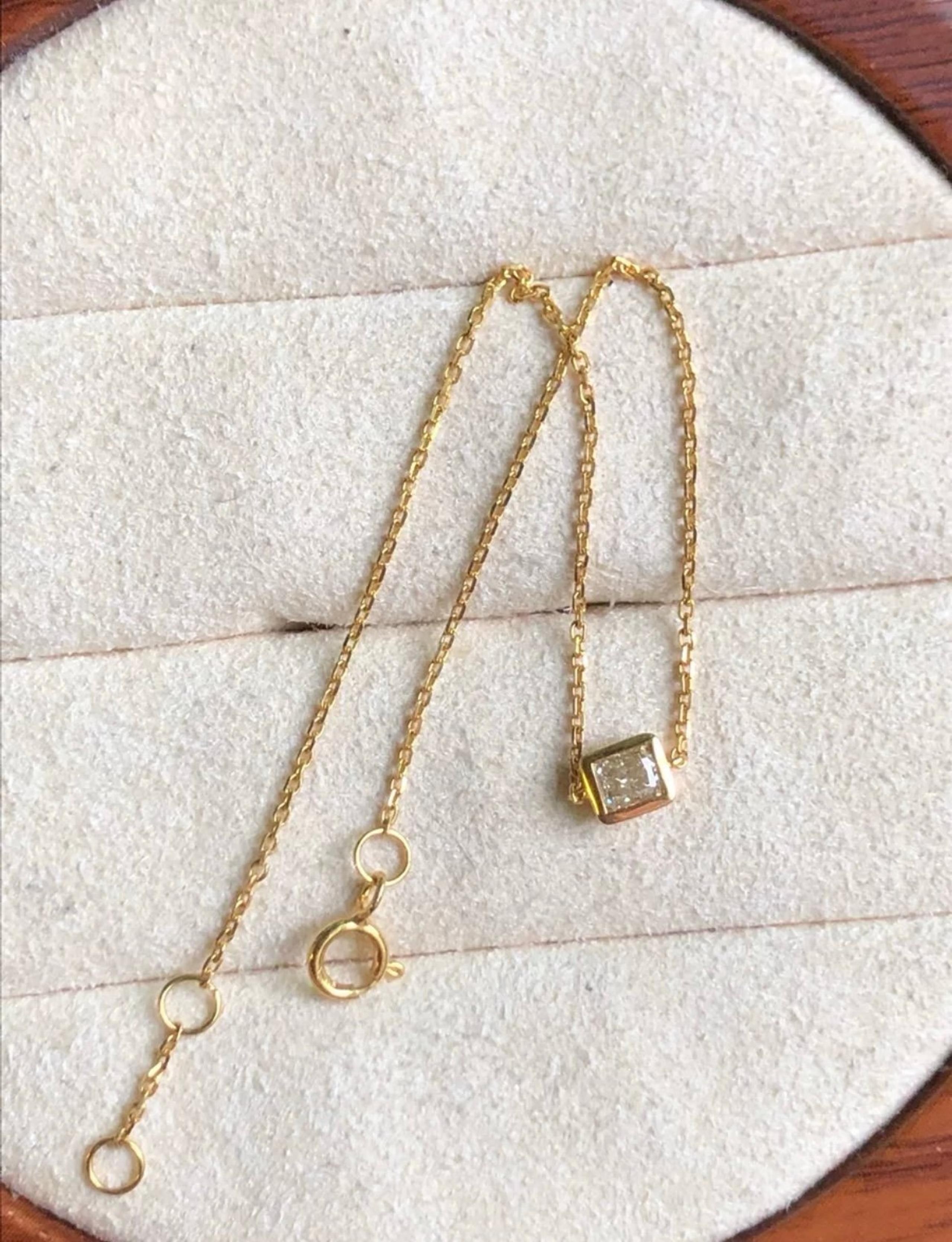 18k solid gold women chain bracelet yellow diamond