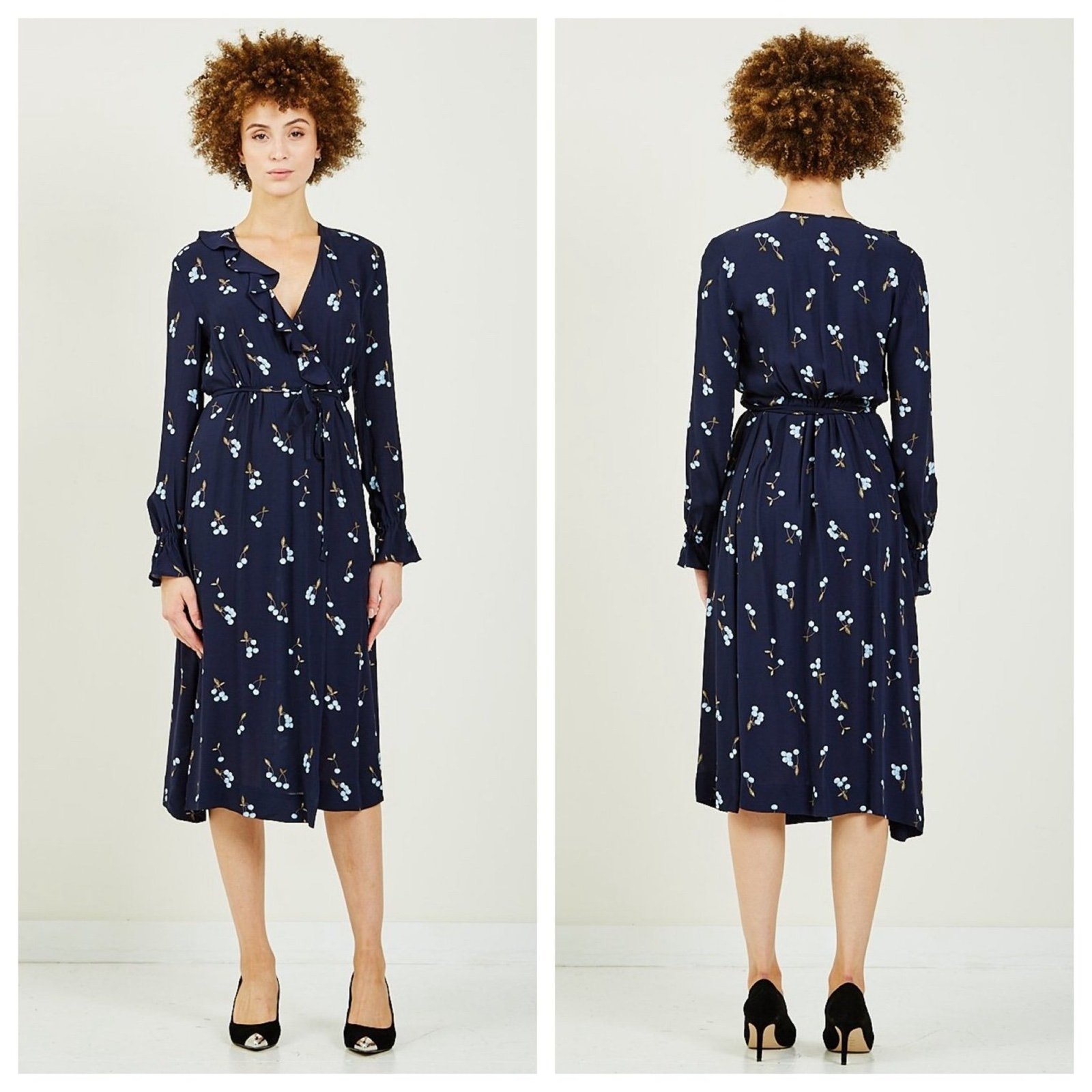 baum und pferdgarten - NWT annamay cherry dress wrap midi frill detail madewell