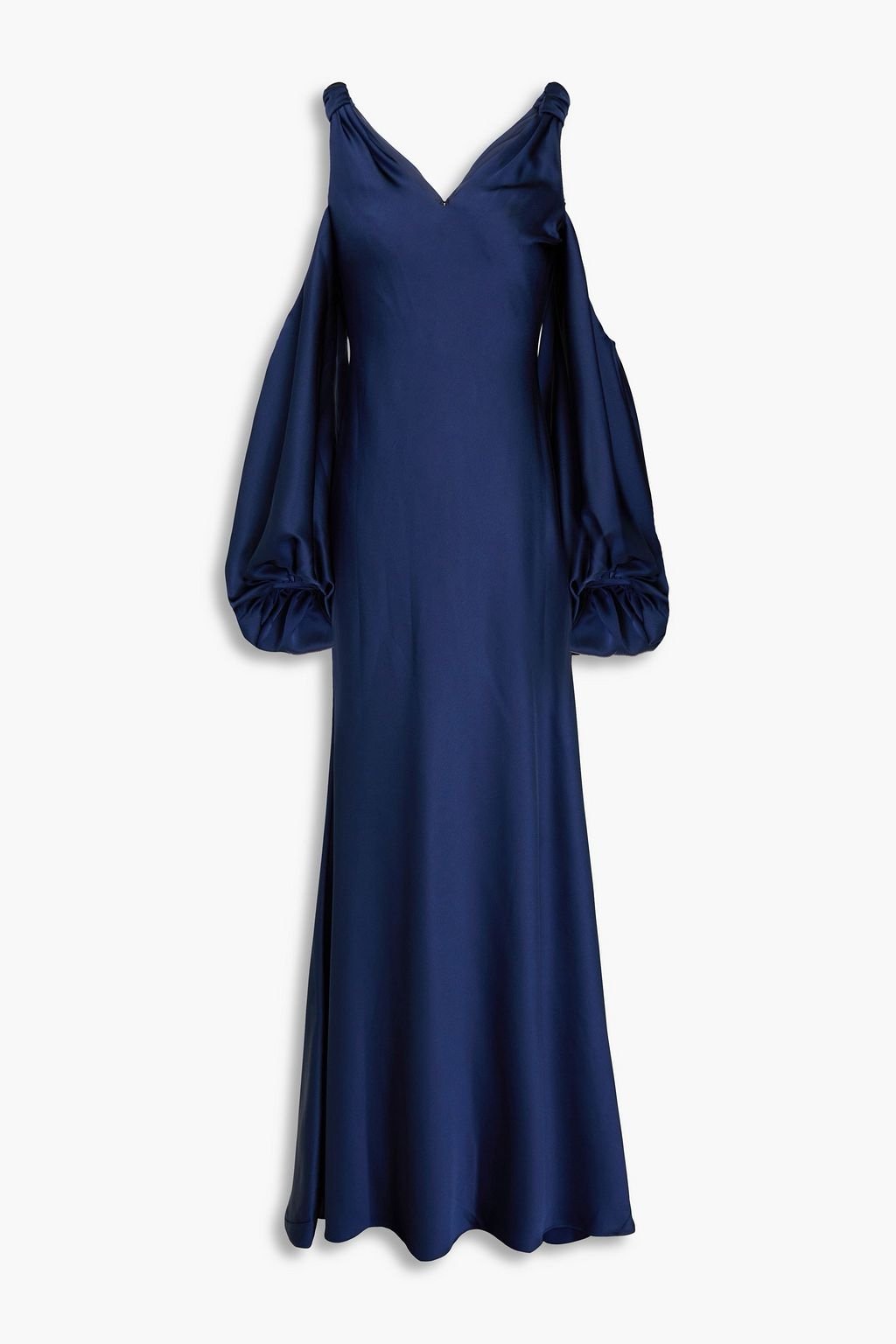 595 HALSTON Binnie cold-shoulder ruched satin gown size 10