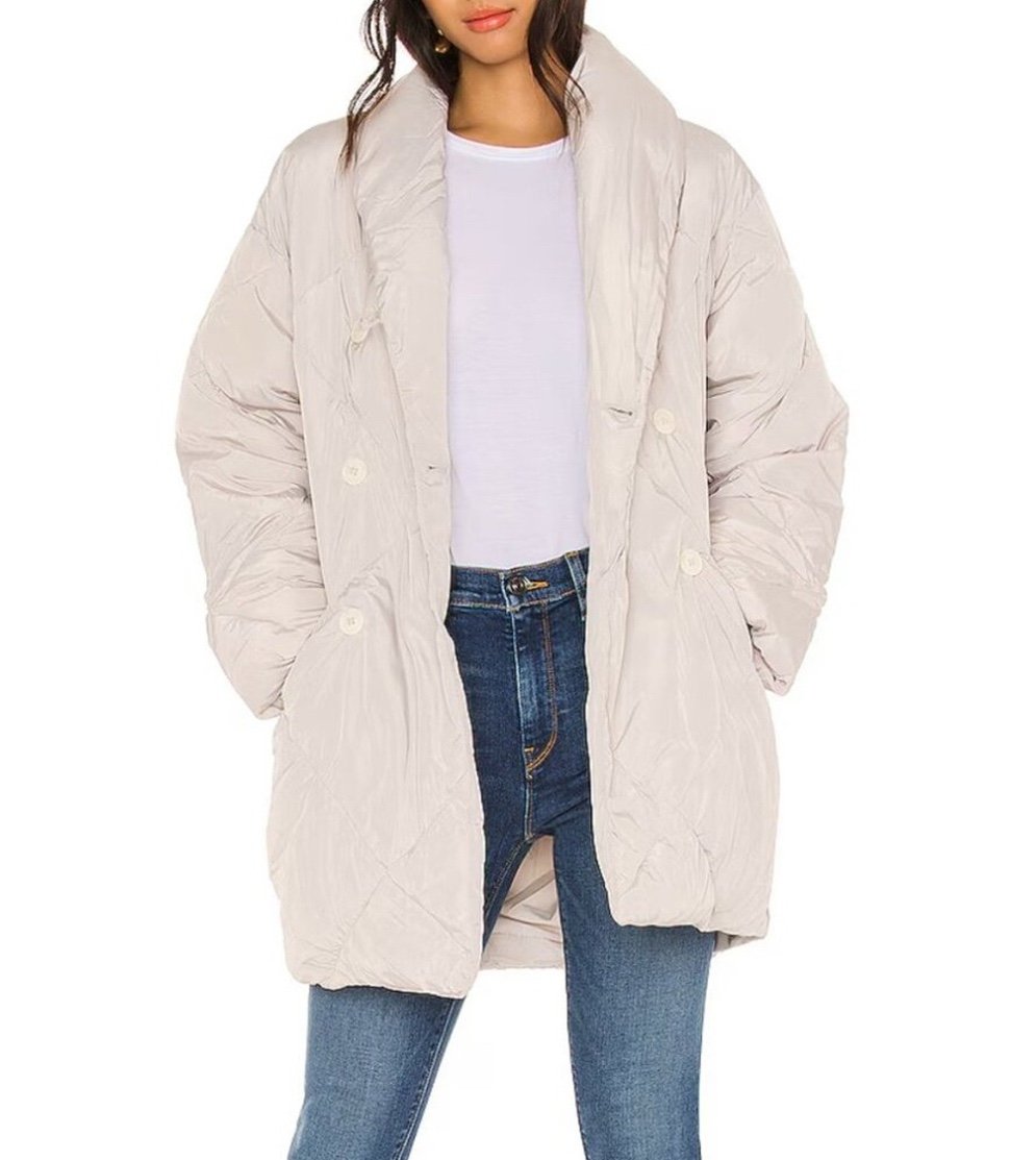 Free People Ella Puffer Coat in Mineral Dust Small