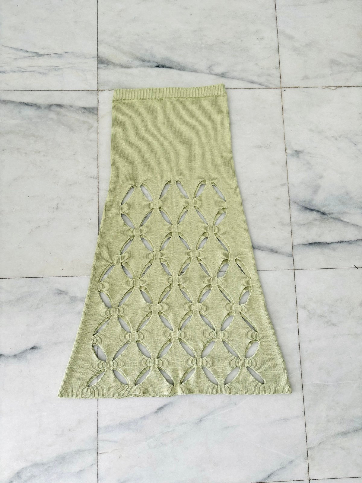 Women’s Knit Maxi Skirt Cut Out Pull On Sage Green Size Large Festival Boho