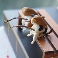 14 PCS Fairy Garden Kit, Fishing Cat Figurines, Miniature Koi Pond Mushroom