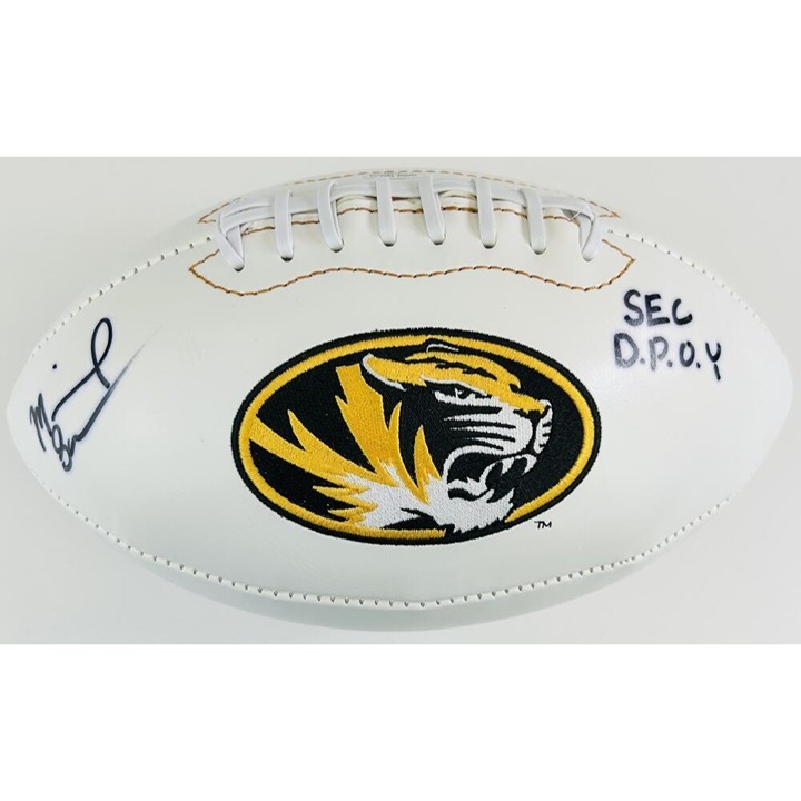 MICHAEL SAM SIGNED MISSOURI MIZZOU TIGERS LOGO FOOTBALL SEC DPOY AUTOGRAPH J1
