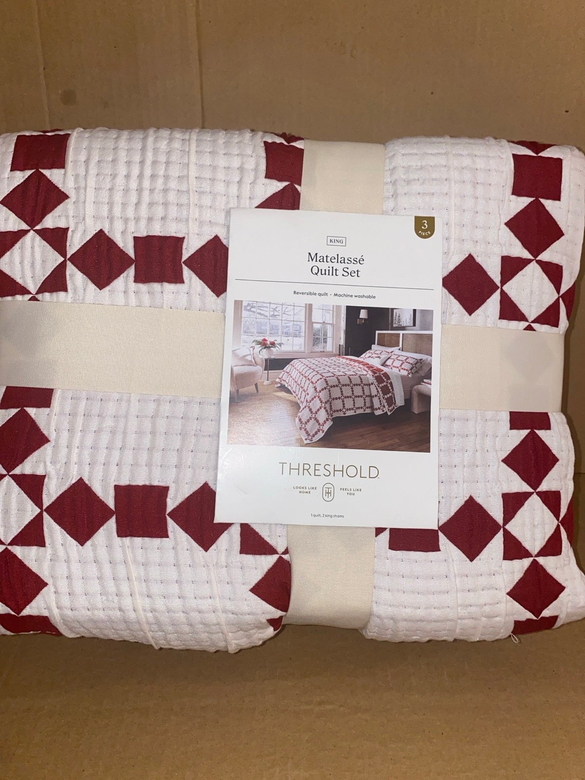 3pc King Holiday Matelasse Quilt and Sham Set Threshold