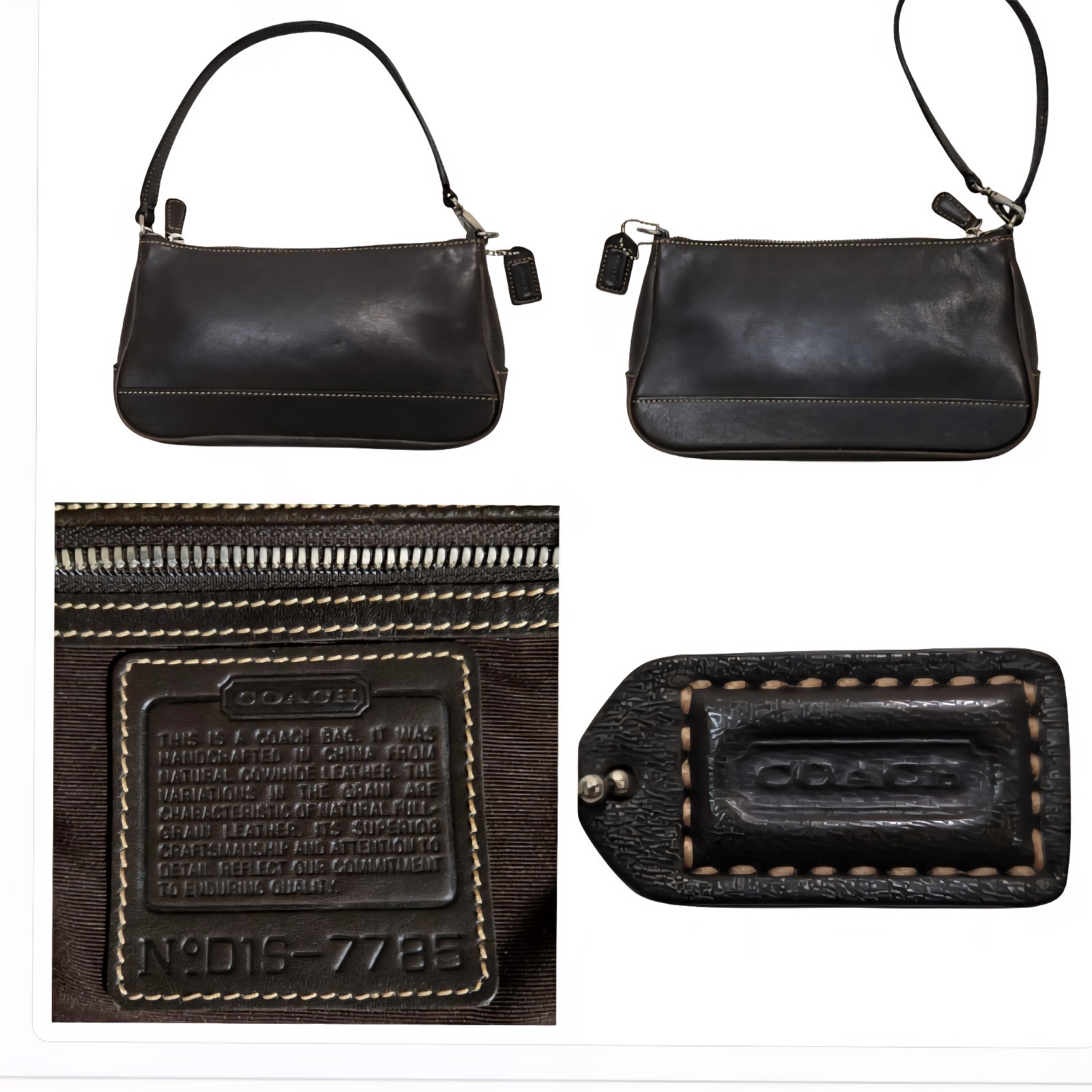 COACH #7785 Vintage Mahogany Leather Demi Hampton Pouch Wristlet Shoulder Bag