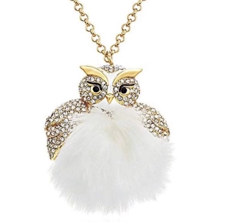 Kate Spade Star Bright Furry Owl Pendant Necklace NWT
