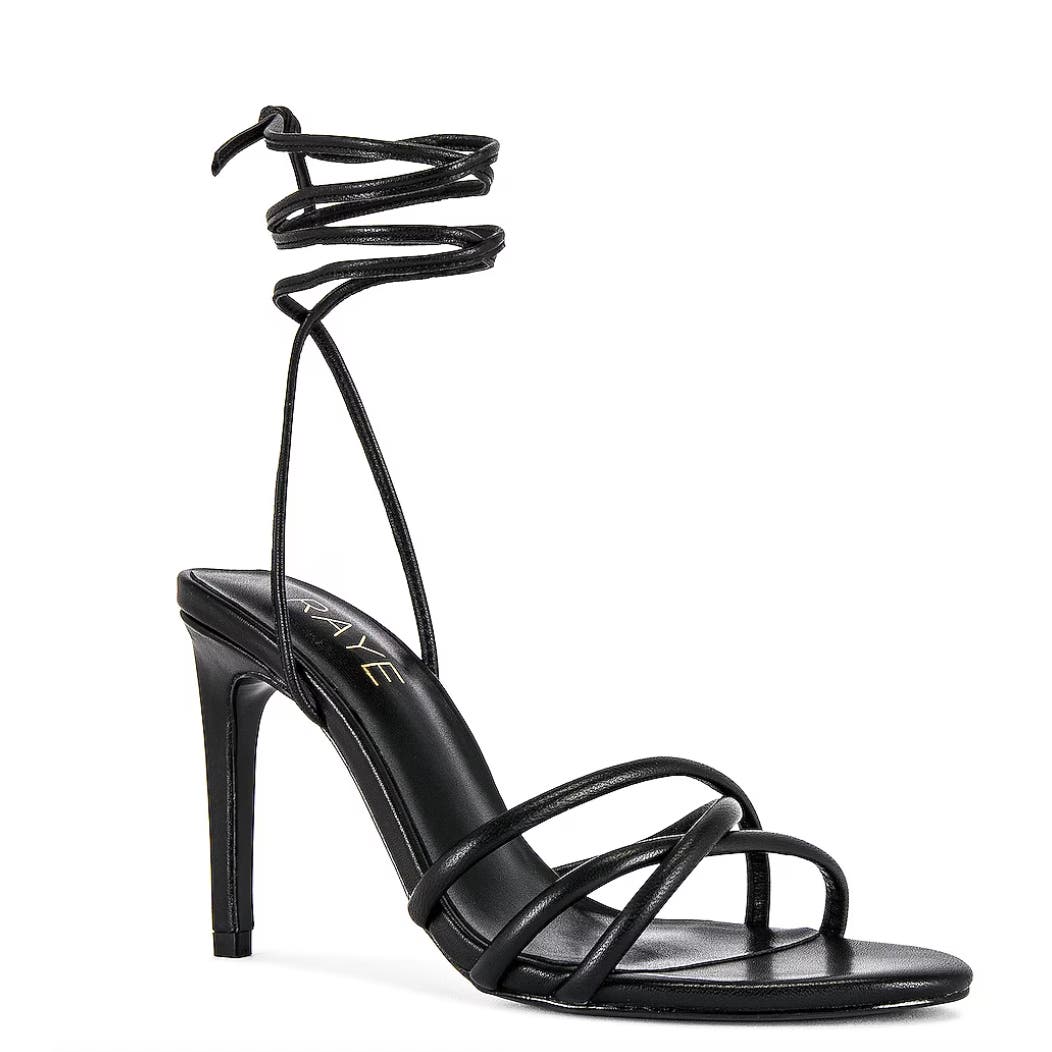 RAYE Sway Stiletto Heels 7 Crisscross Strappy Wrap Around Tie Open Toe Leather