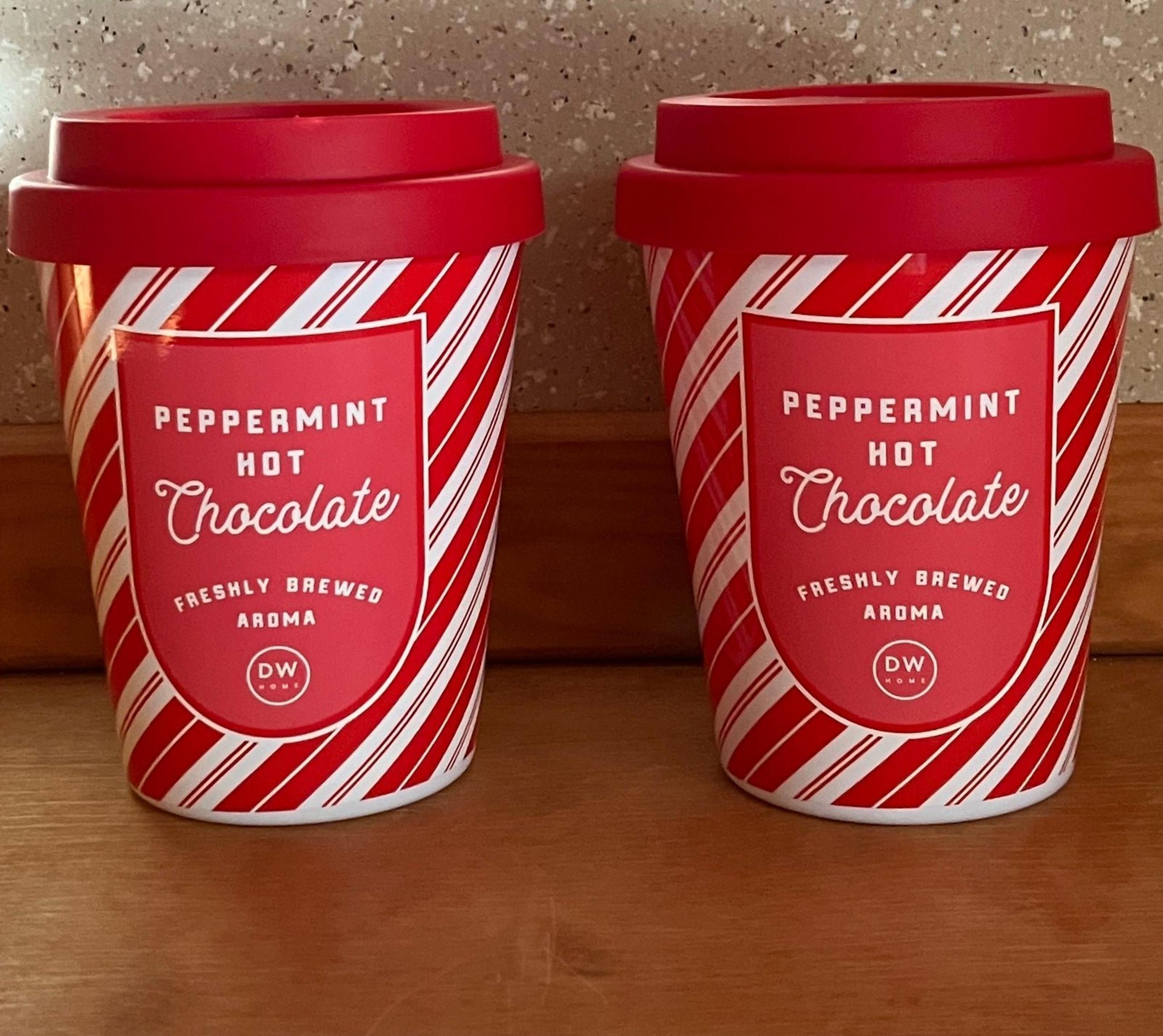 2 DW Home Peppermint Hot Chocolate Candles