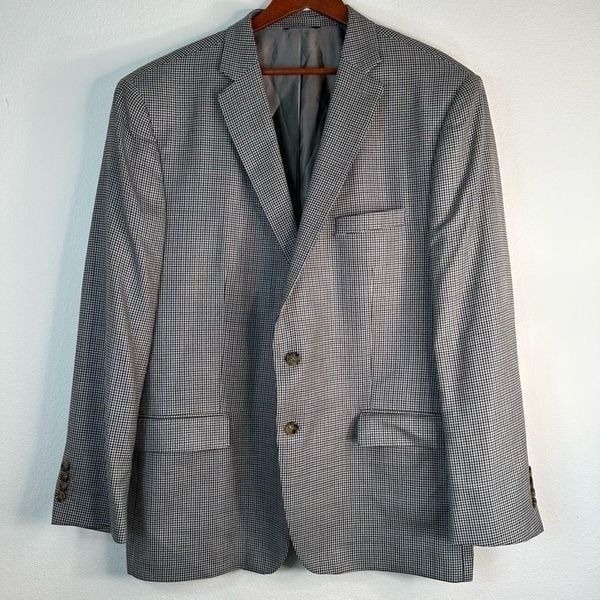 Ralph Ralph Lauren Men Silk Wool Houndstooth Blazer Preppy Heritage OldMoney 52R