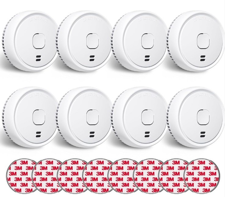 Ecoey Smoke Detector, Smoke Alarm with Advanced Photoelectric 8 pack w/batteries