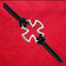 Stainless Steel Antiqued and Polished Cross Black Leather 8.25 inch Bracelet