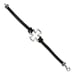 Stainless Steel Antiqued and Polished Cross Black Leather 8.25 inch Bracelet