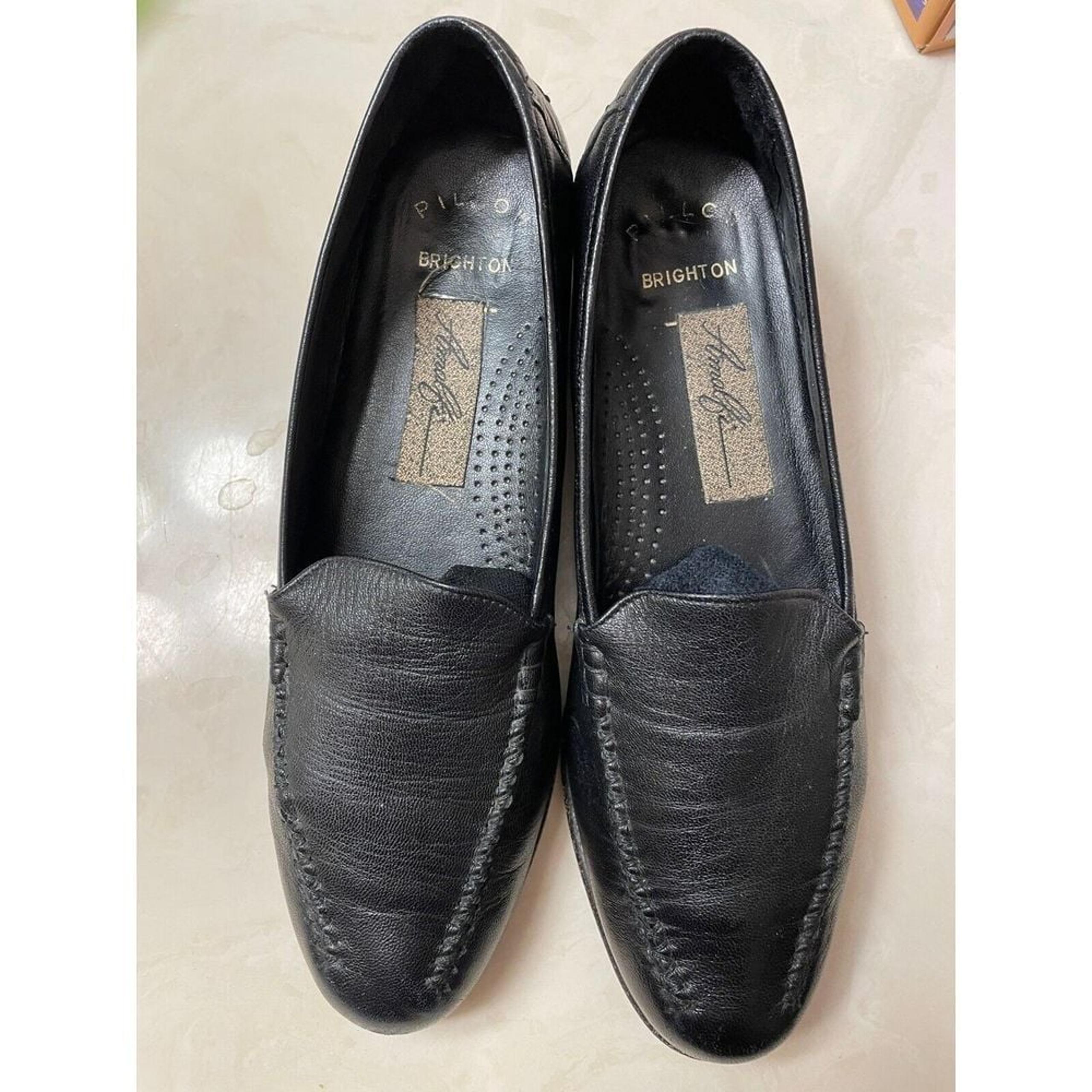 Amalfi Women's Black Leather Flats Made In Italy Size 7.5 B