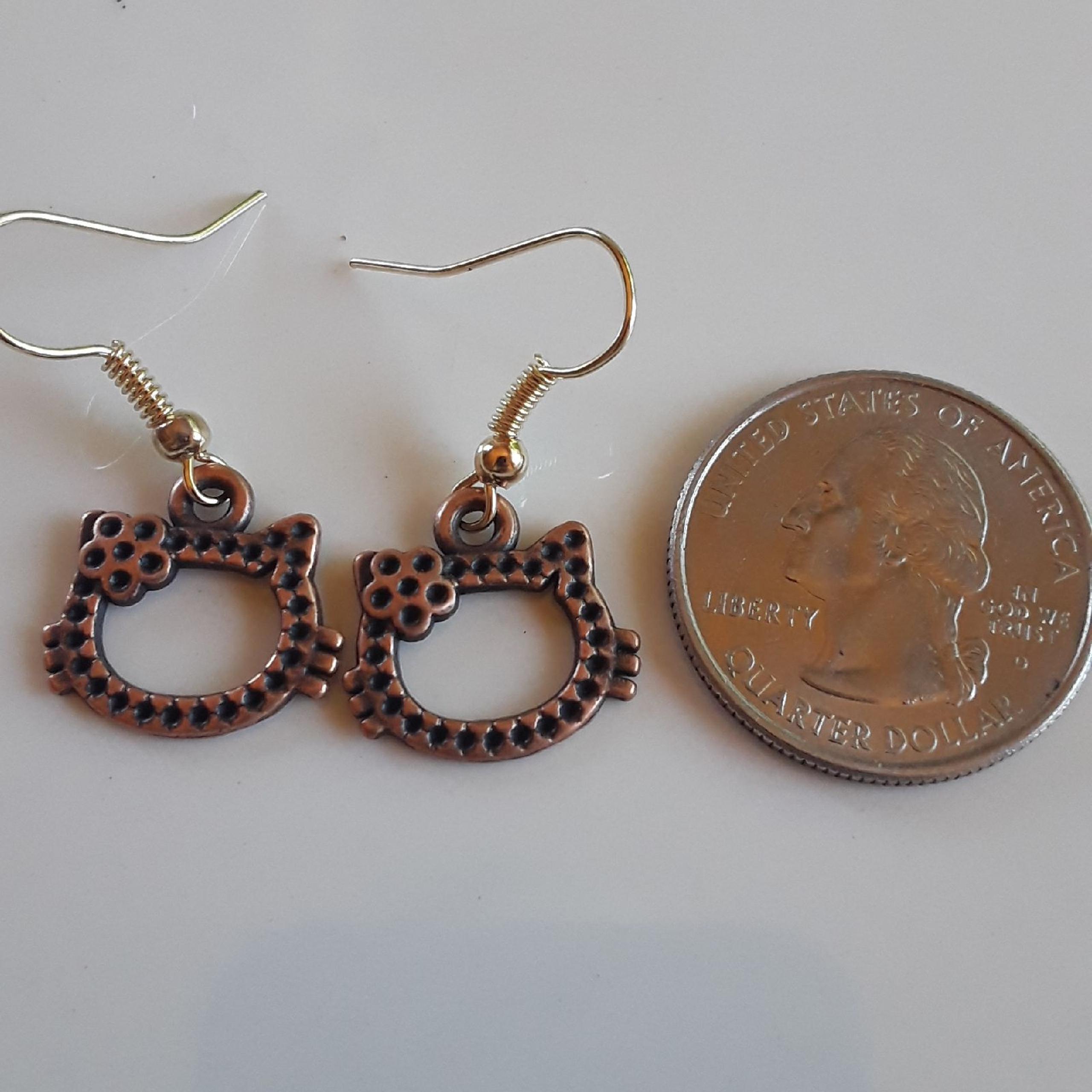 Antiqued Hello Kitty earrings