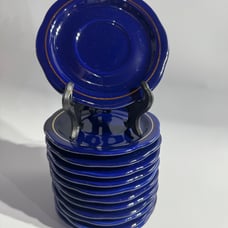 Set Of 12 Cobalt Blue Gold Waechtersbach W Germany Winter Dream 5” saucer Plates
