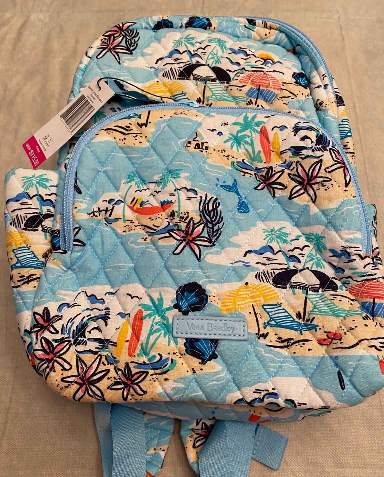 Vera Bradley Essential Compact Backpack In Beach Treasures New With Tag