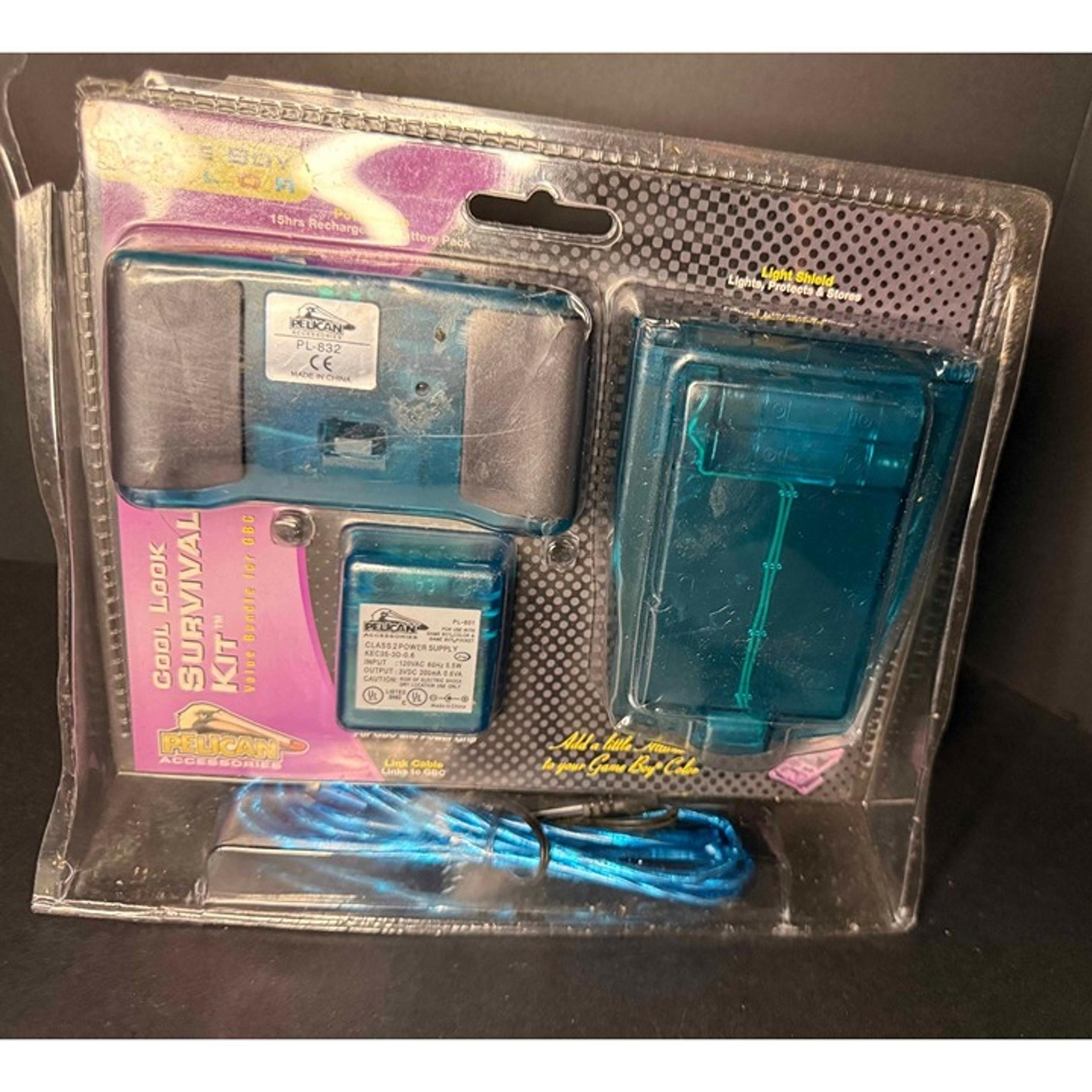 Nintendo Game Boy Color Pelican Survival Kit Accessories RARE Vintage BLUE - New