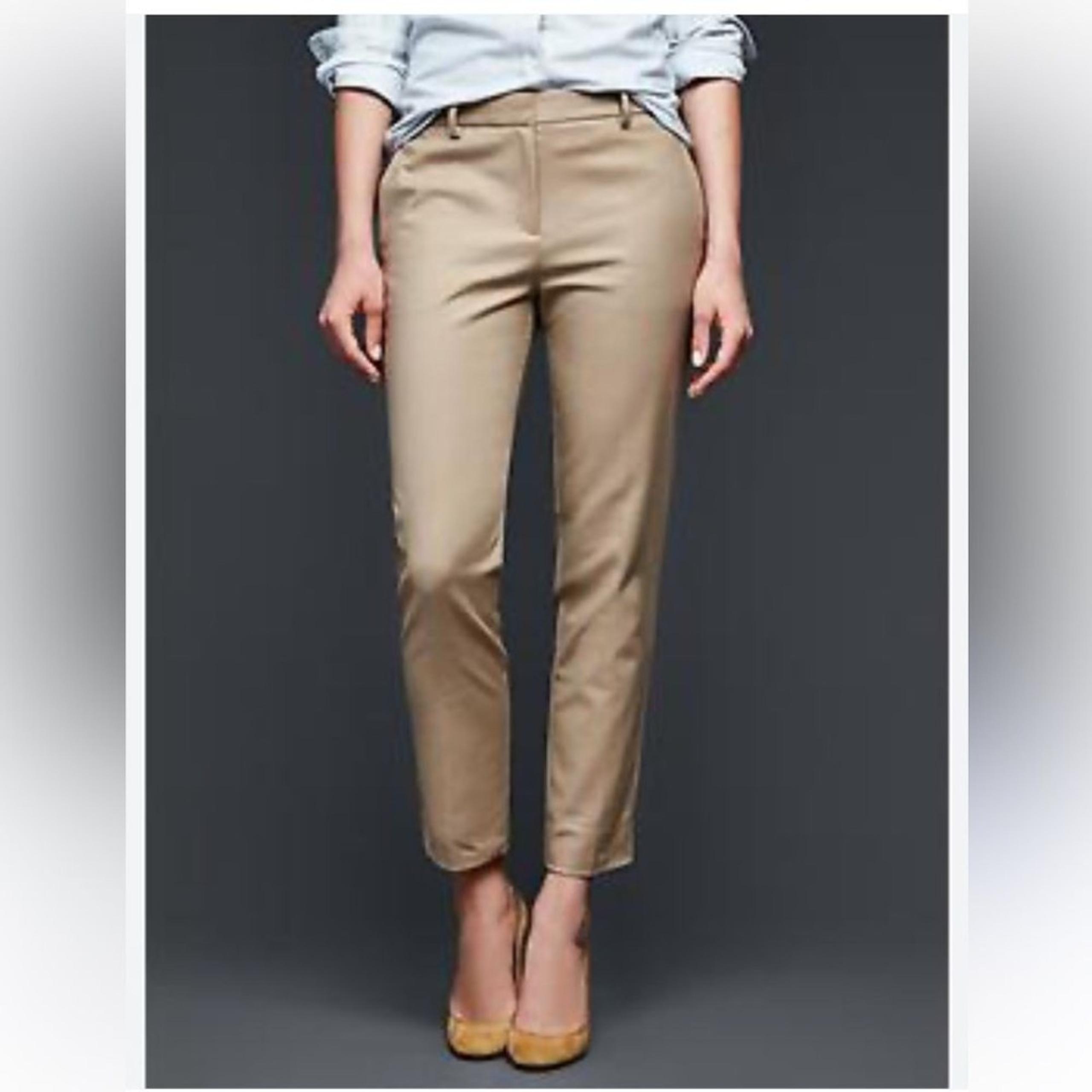 GAP Slim Cropped Tan Khaki Pleated Skinny Pants Trousers Chino - Size 4T TALL!