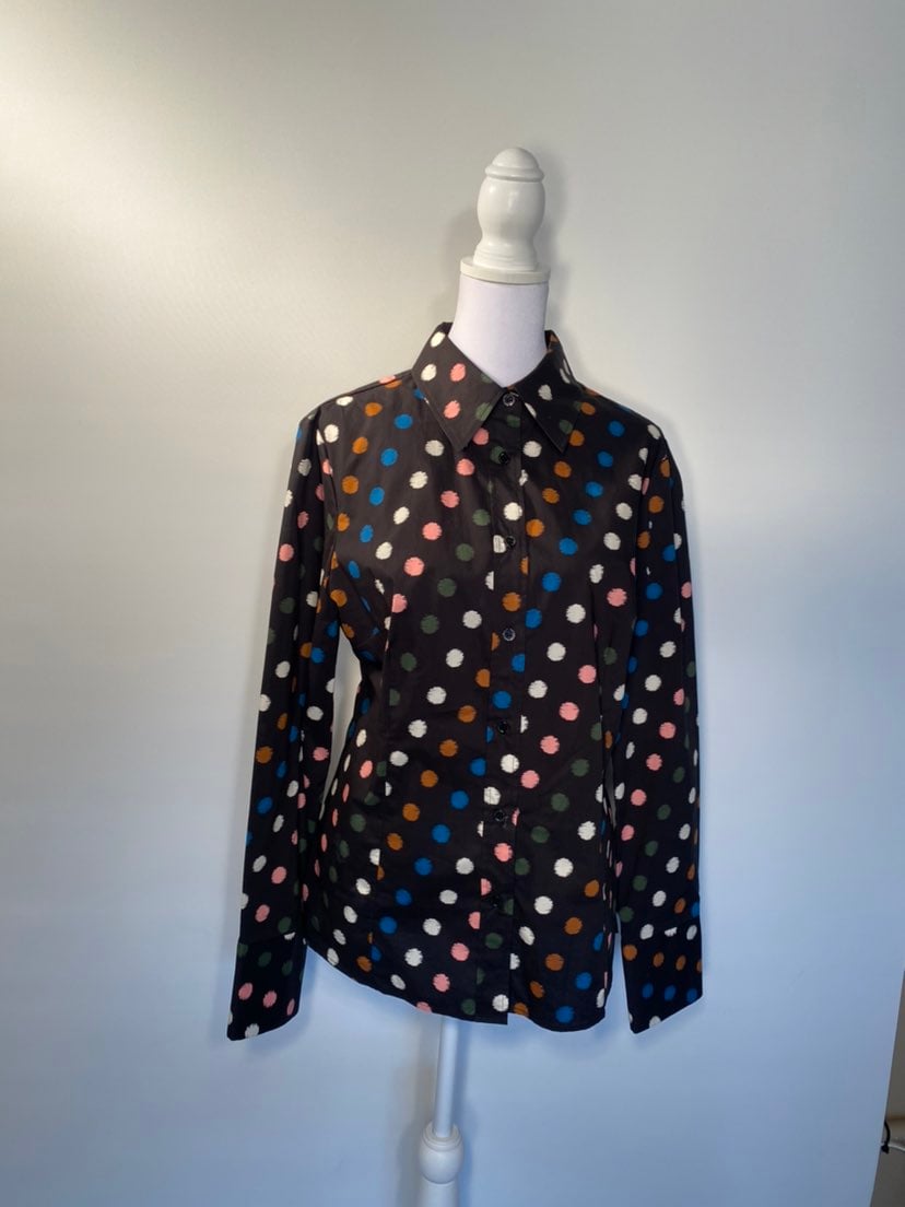 Carolina Herrera Multi-Color Polka Dot Button-Down Shirt