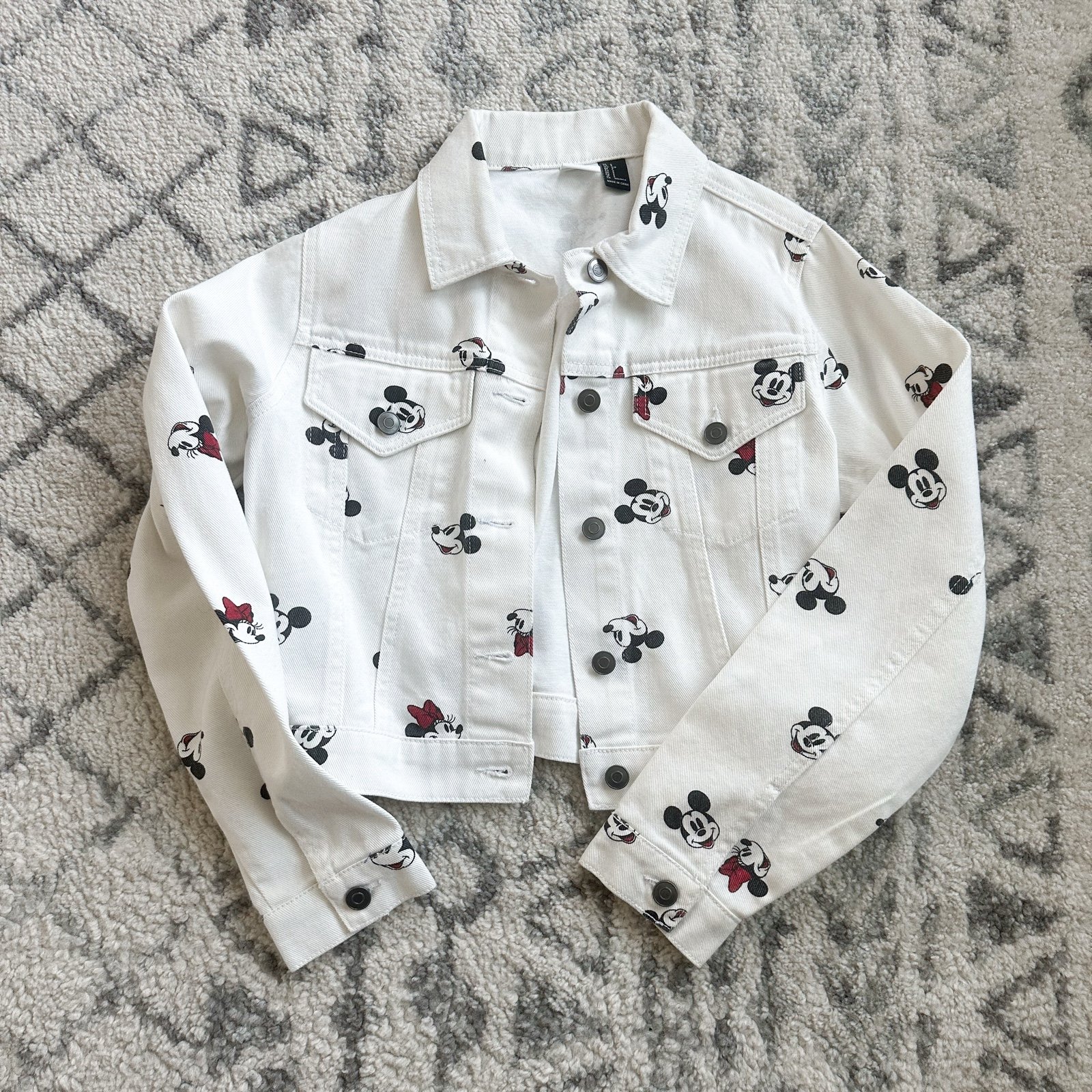 Minnie and Mickey white denim jacket
