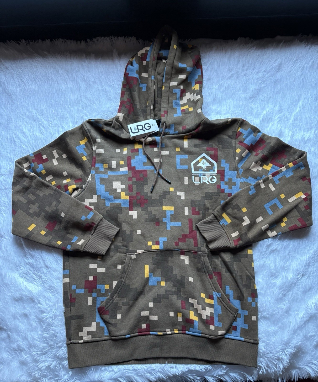 New LRG Lifted Research Group Oasis Pullover Hoodie Brown Mens Size L