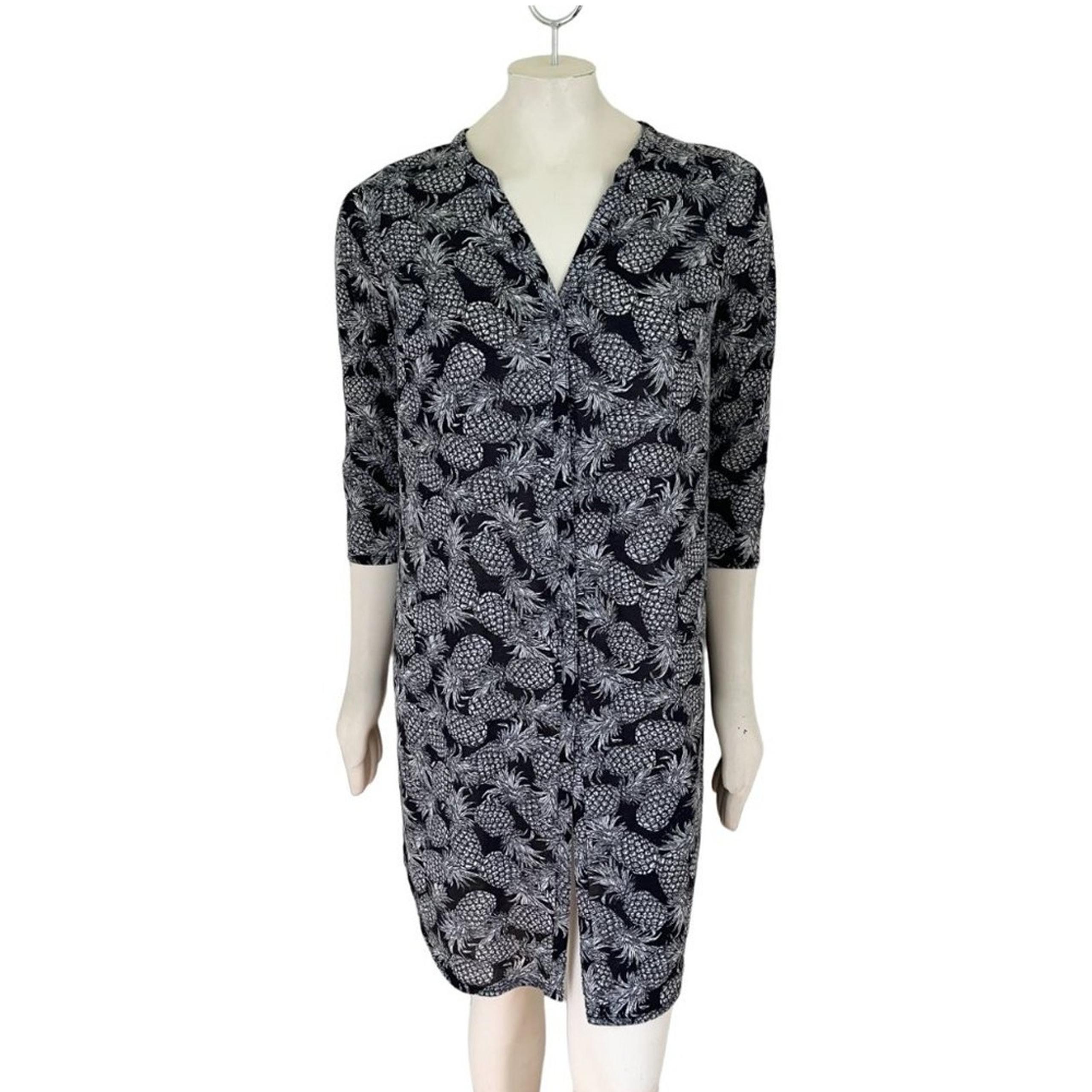 H&M Pineapple Print Lightweight Button Front Dress Cover Up WOMEN'S MEDIUM