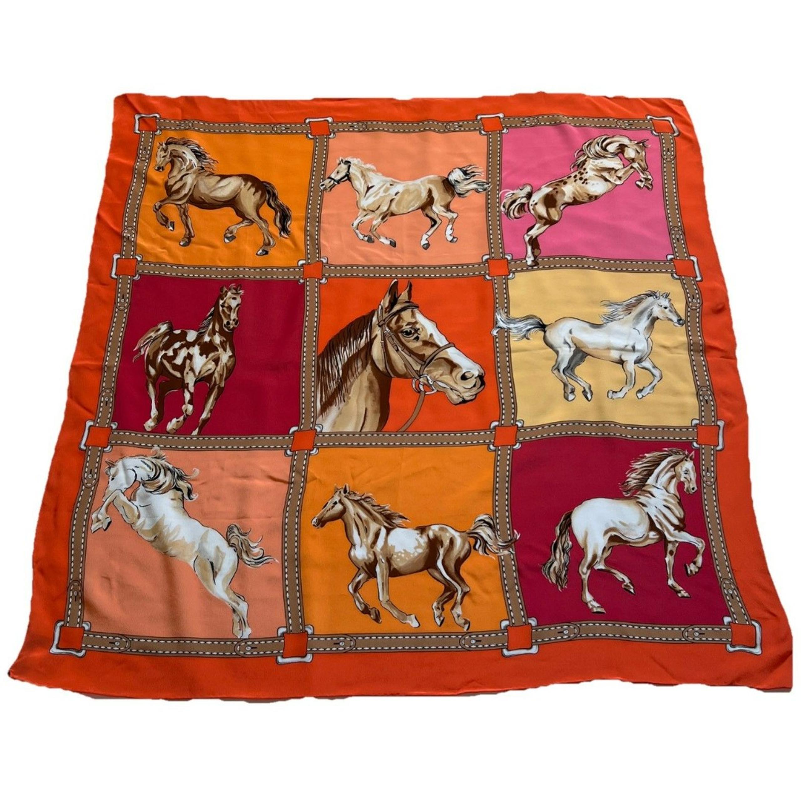 Diane Gilman 100% Silk Scarf Horse Design Multicolor Equestrian Western Cowgirl
